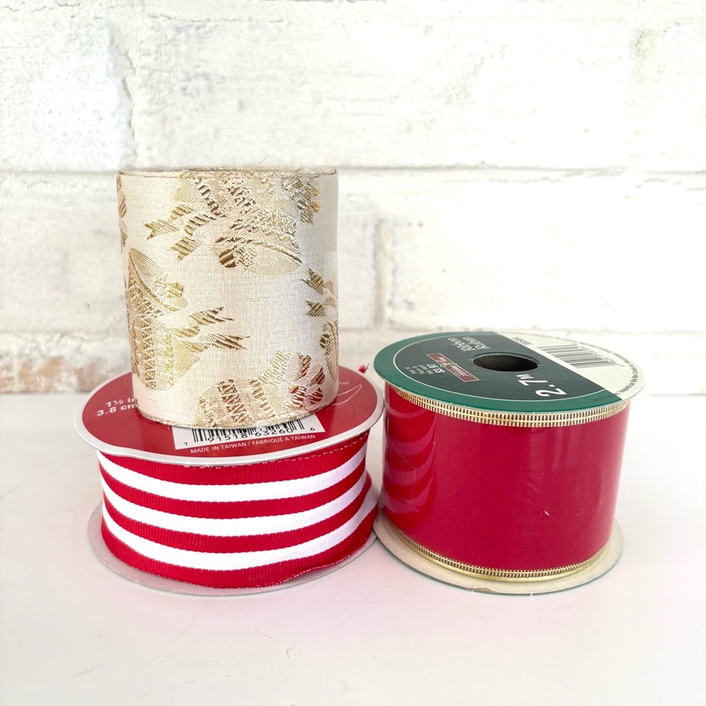 Festive Christmas Ribbon in Red and Gold Vintage to Modern